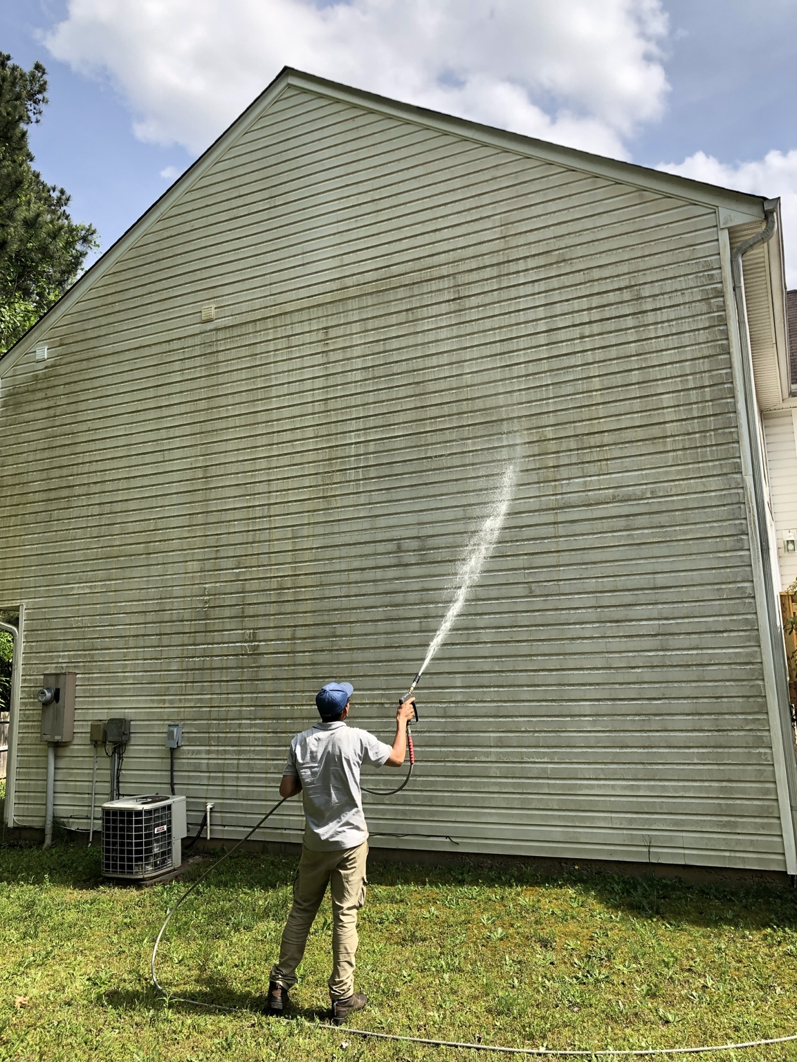 House washing before — algae on siding