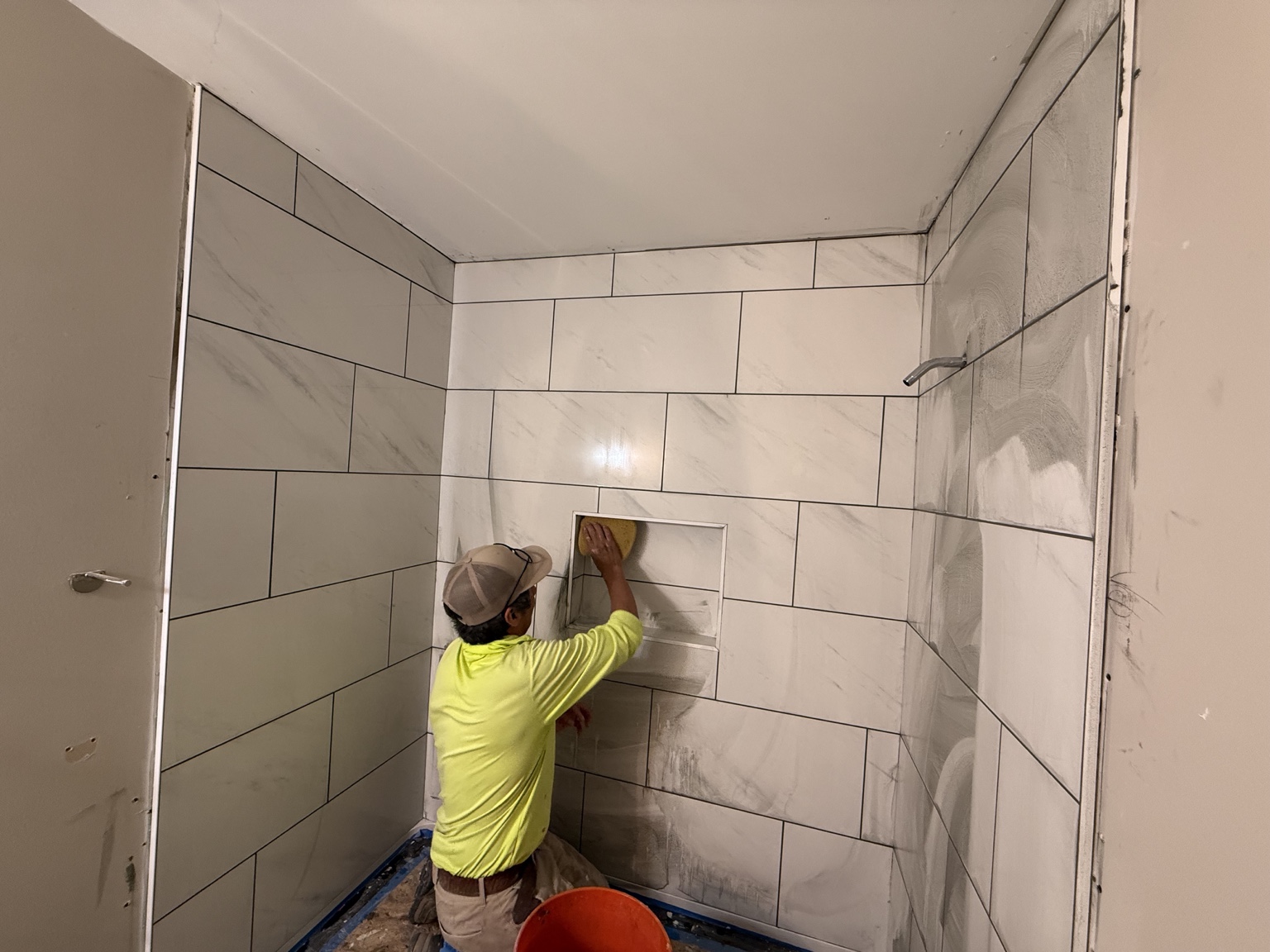 Bathroom tile installation process