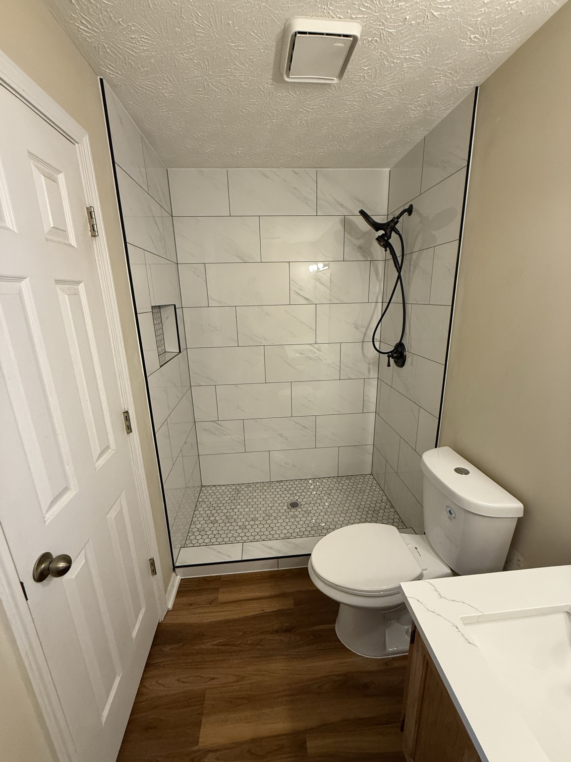 Modern walk-in shower remodel
